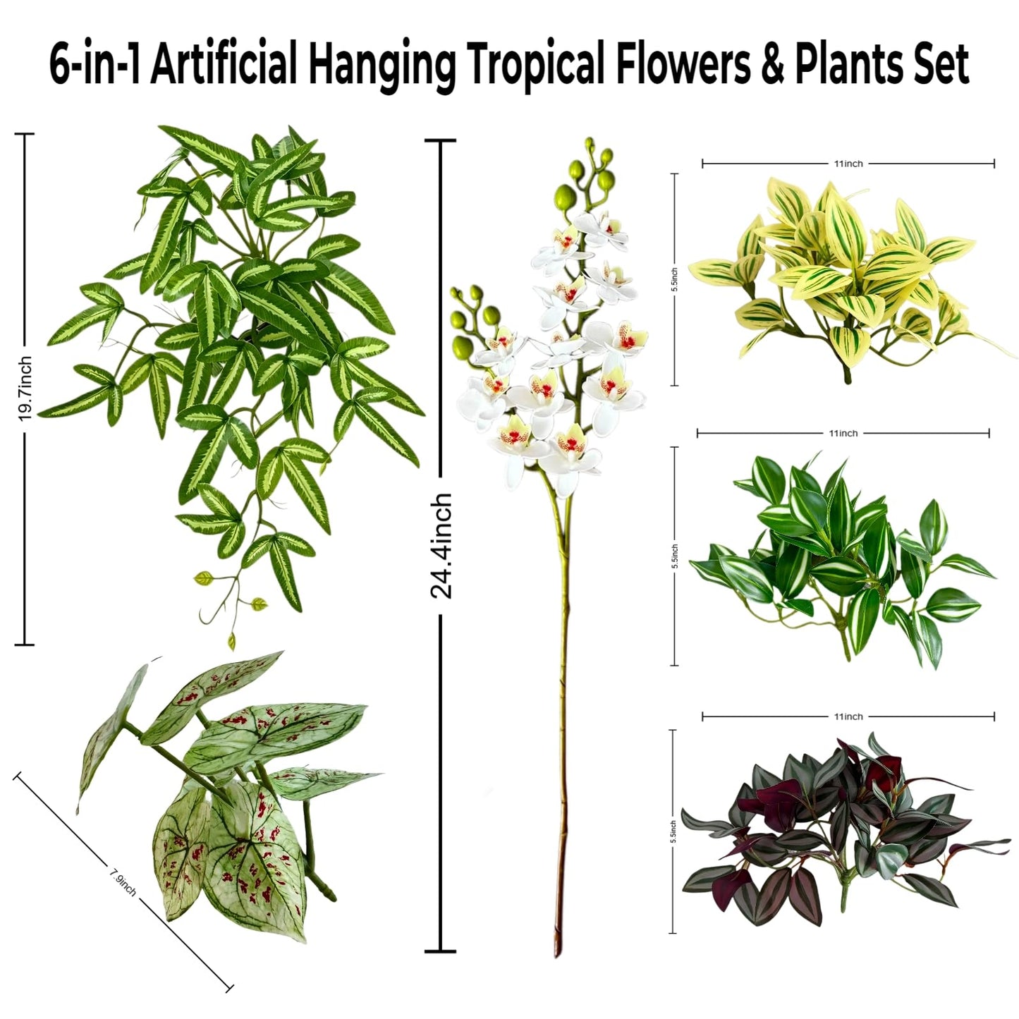 Artificial Hanging Plants Set 6-in-1 Decor