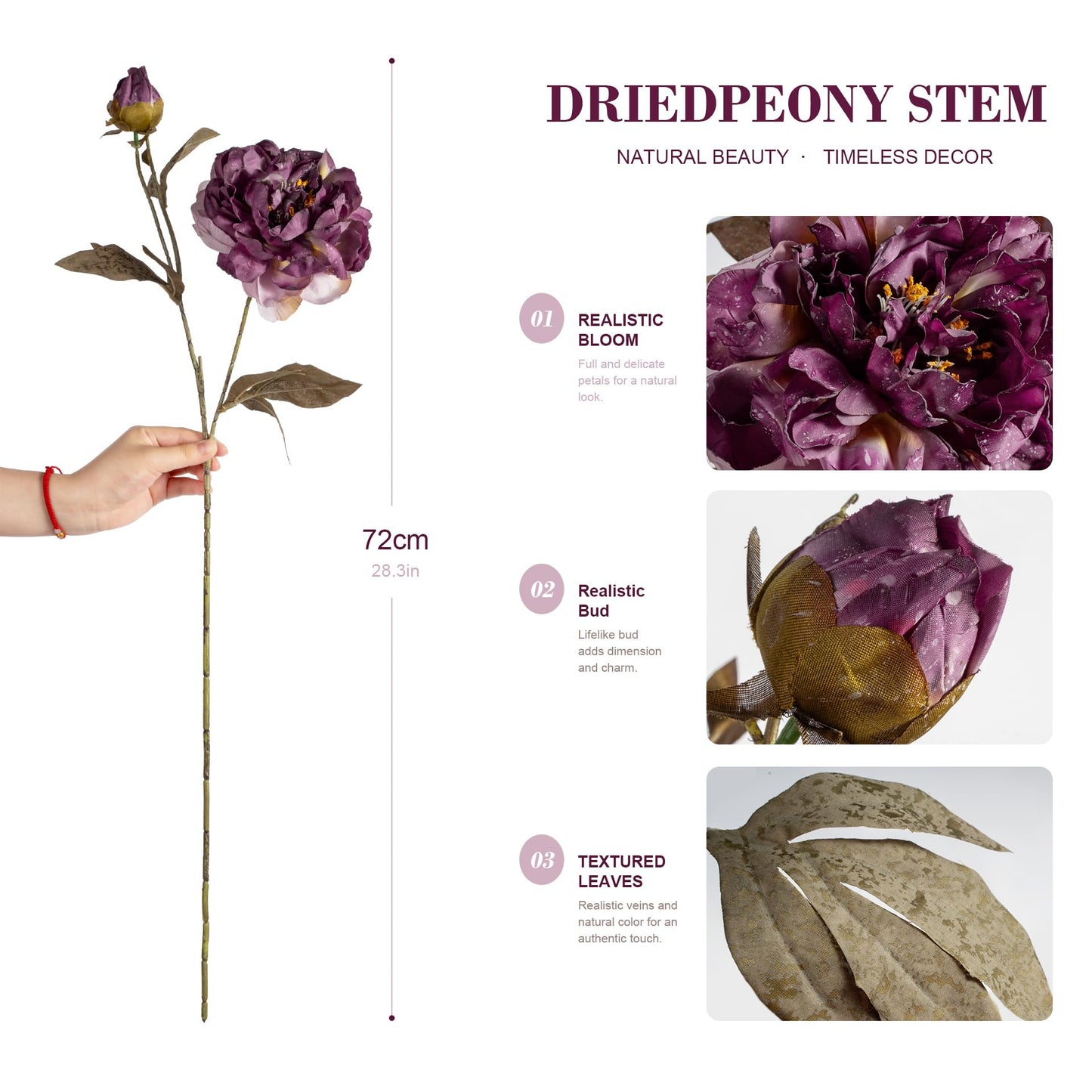 Artificial Peony Flowers 6pcs Purple Decor