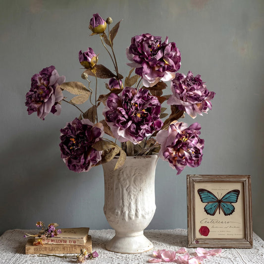 Artificial Peony Flowers 6pcs Purple Decor